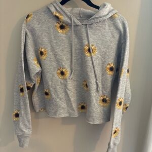 No Boundaries Gray Sunflower Hoodie Crop
